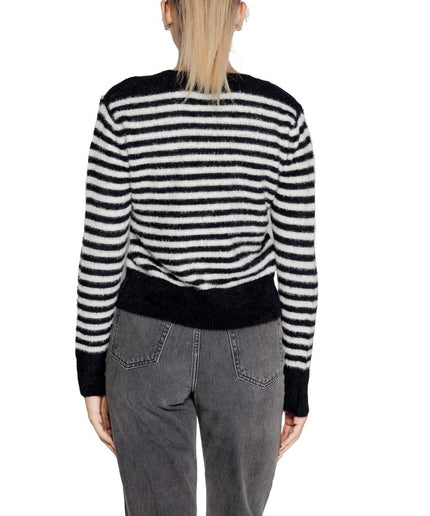 Only Black And White Polyester Sweater