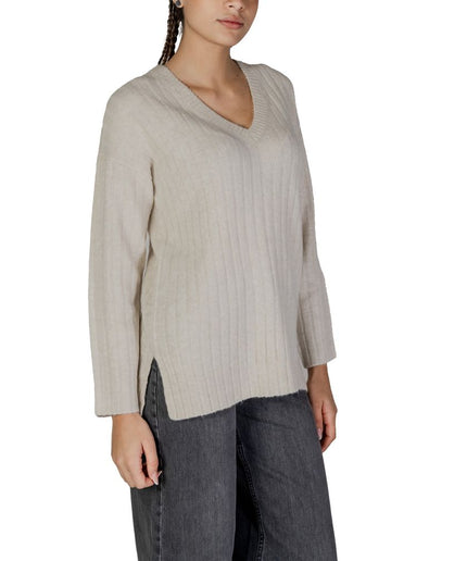 Vila Clothes Beige Acrylic Sweater