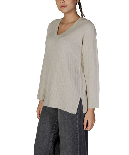 Vila Clothes Beige Acrylic Sweater