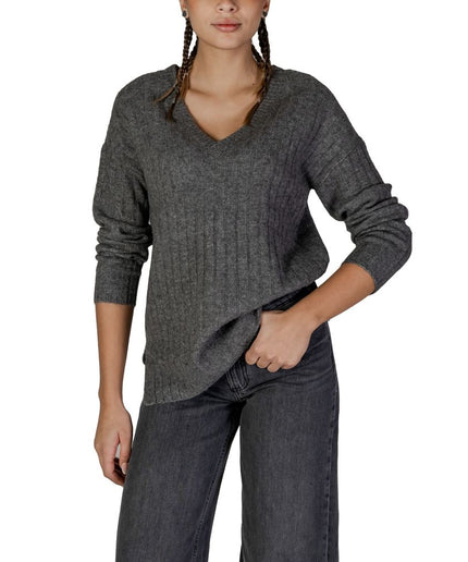 Vila Clothes Gray Acrylic Sweater