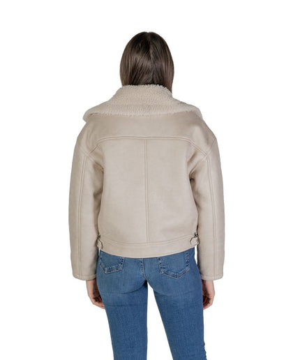 Vila Clothes Beige Synthetic Leather Jackets & Coat