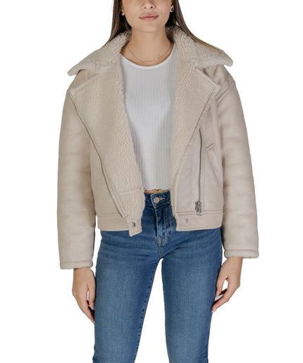 Vila Clothes Beige Synthetic Leather Jackets & Coat