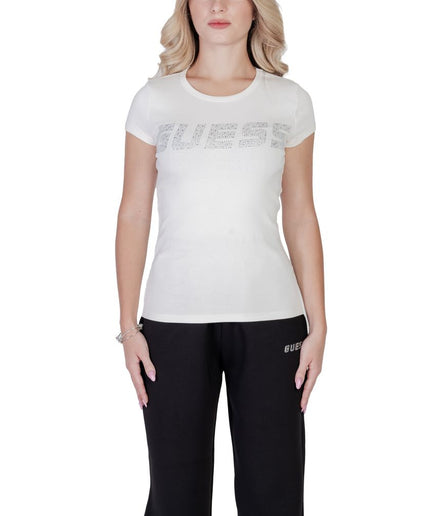 Guess Active Cream Cotton Tops & T-Shirt