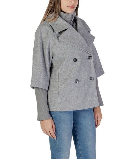 Jacqueline De Yong Gray Polyester Jackets & Coat