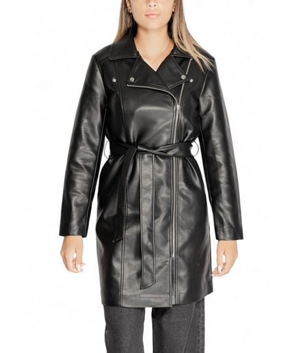 Jacqueline De Yong Black Polyethylene Jackets & Coat