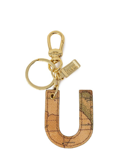 Alviero Martini Prima Classe Beige Leather Keychain