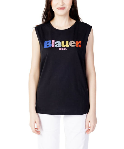 Blauer Black Cotton Tops & T-Shirt