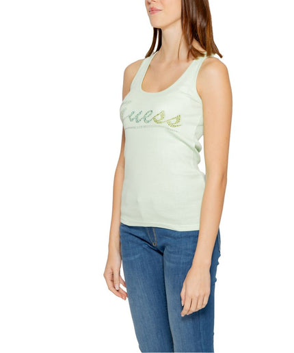 Guess Turquoise Cotton Tops & T-Shirt