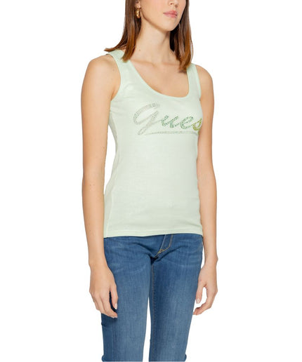 Guess Turquoise Cotton Tops & T-Shirt