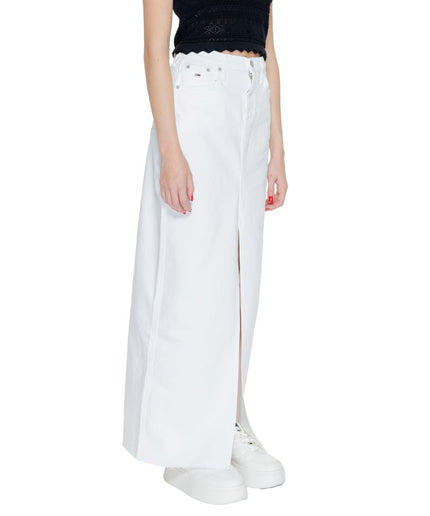 Tommy Hilfiger Jeans White Cotton Rigenerato Skirt