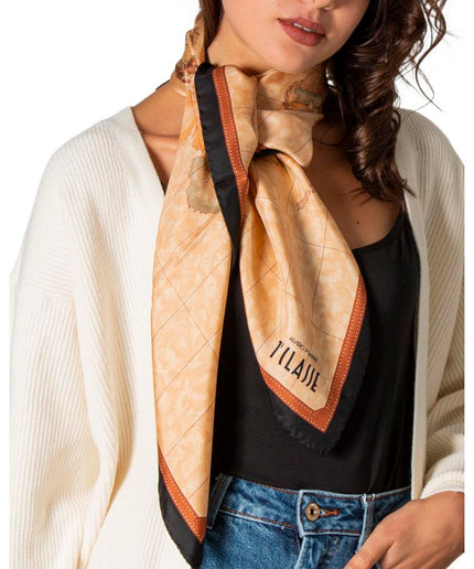 Alviero Martini Prima Classe Beige Silk Scarf