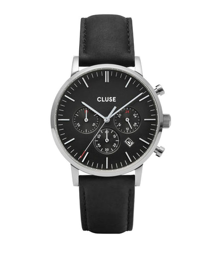 Cluse Black Leather Watch