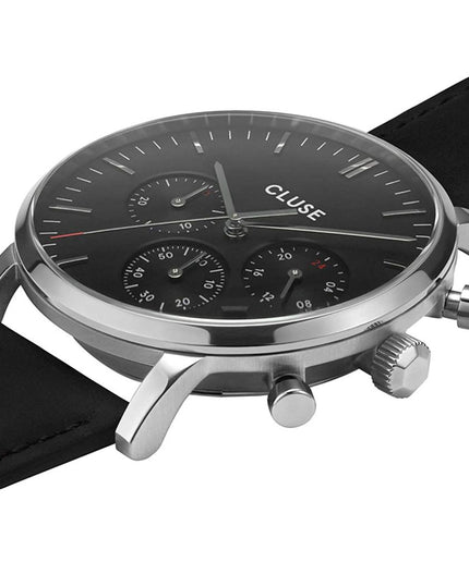 Cluse Black Leather Watch