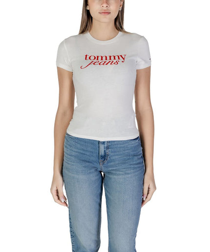 Tommy Hilfiger Jeans White Cotton Rigenerato Tops & T-Shirt