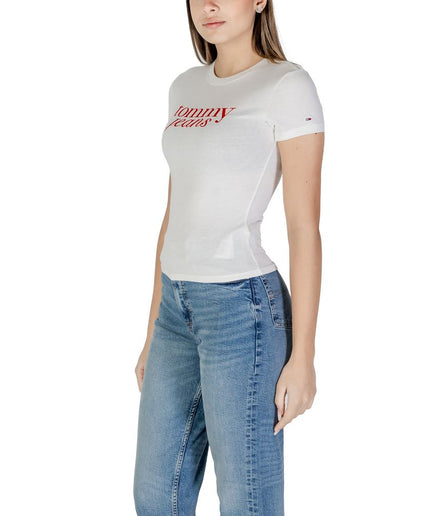 Tommy Hilfiger Jeans White Cotton Rigenerato Tops & T-Shirt