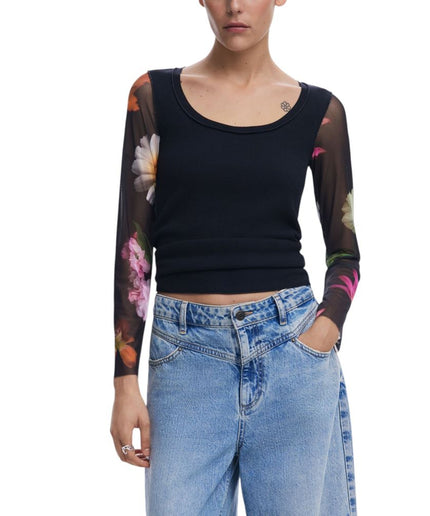 Desigual Black Cotton Tops & T-Shirt