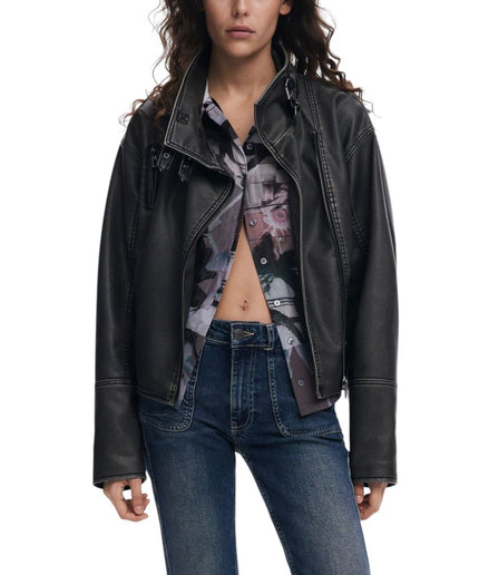 Desigual Black Polyester Jackets & Coat