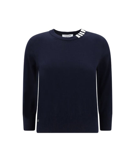 Thom Browne White bands crew neck Sweater