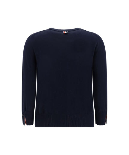 Thom Browne White bands crew neck Sweater