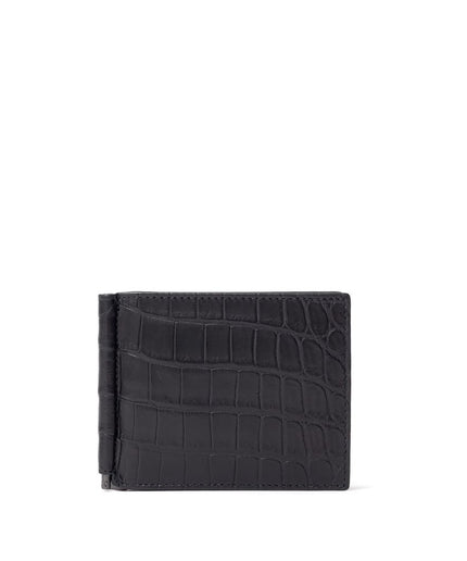 Bottega Veneta Black Leather Di Crocodile Wallet