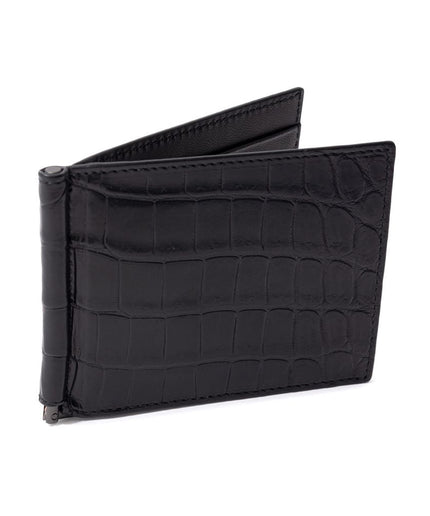 Bottega Veneta Black Leather Di Crocodile Wallet