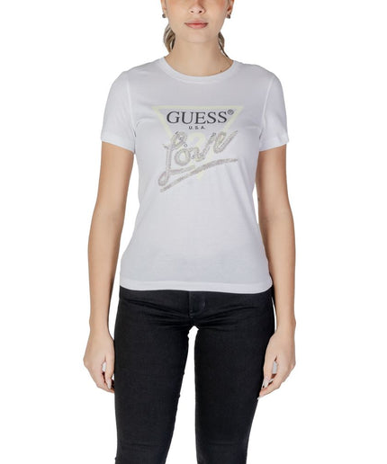 Guess White Cotton Tops & T-Shirt