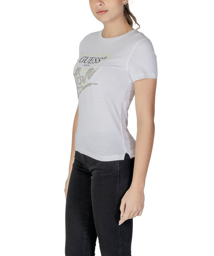 Guess White Cotton Tops & T-Shirt