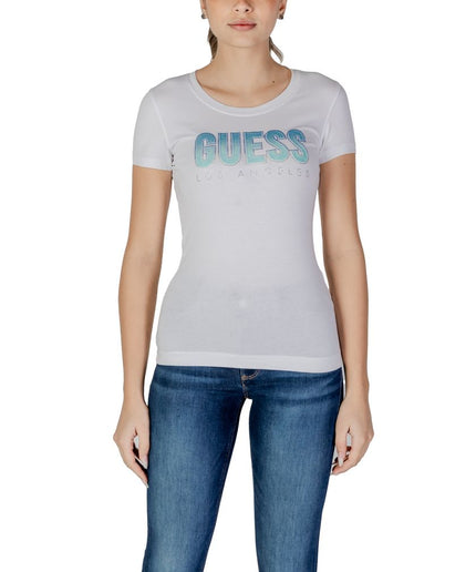 Guess White Cotton Tops & T-Shirt