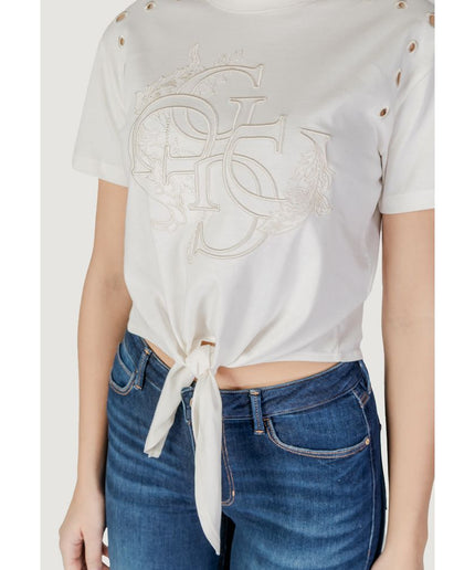 Guess Cream Cotton Tops & T-Shirt