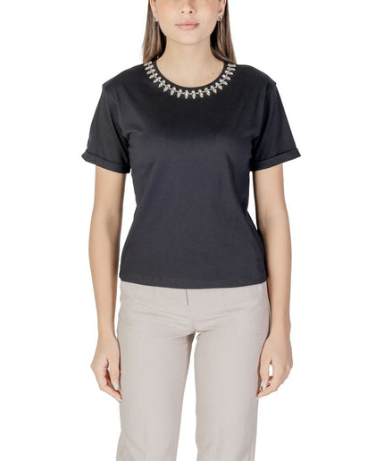 Morgan De Toi Black Cotton Tops & T-Shirt