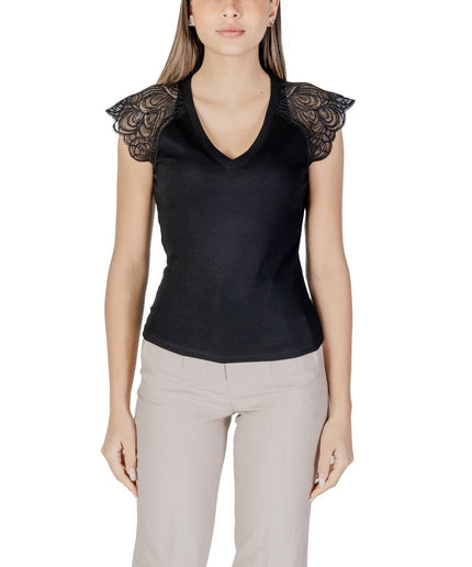 Morgan De Toi Black Recycled Polyester Tops & T-Shirt