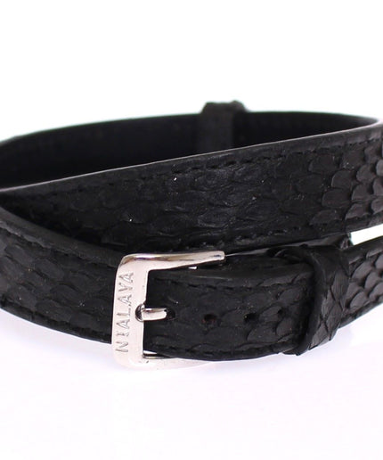 Nialaya Exquisite Black Snakeskin Silver Bracelet