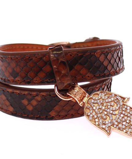 Nialaya Chic Snakeskin Leather & Gold Cuff Bracelet