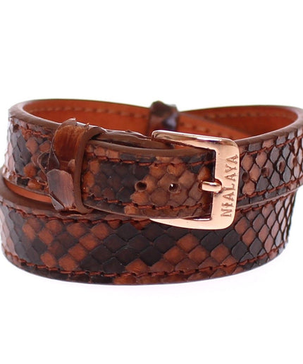 Nialaya Chic Snakeskin Leather & Gold Cuff Bracelet