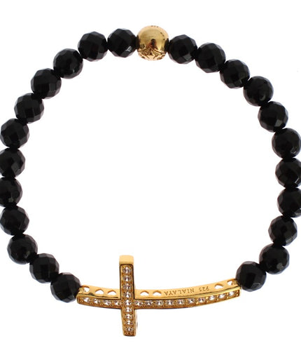 Nialaya Gold Plated Sterling Bracelet with CZ Diamond Cross