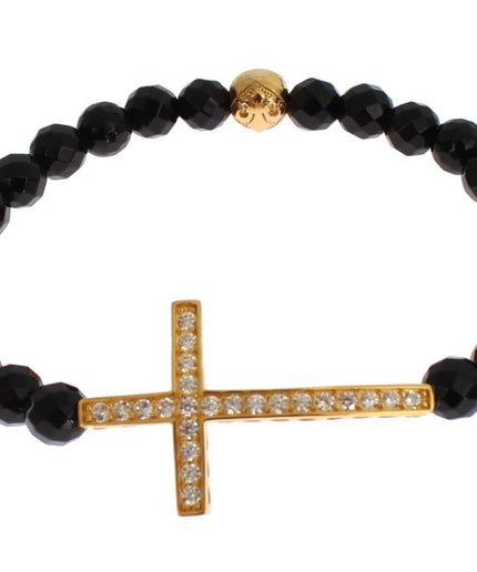 Nialaya Gold Plated Sterling Bracelet with CZ Diamond Cross