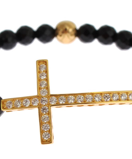 Nialaya Gold Plated Sterling Bracelet with CZ Diamond Cross