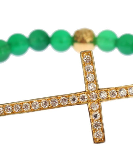 Nialaya Elegant Green Jade Bead & Gold Plated Bracelet