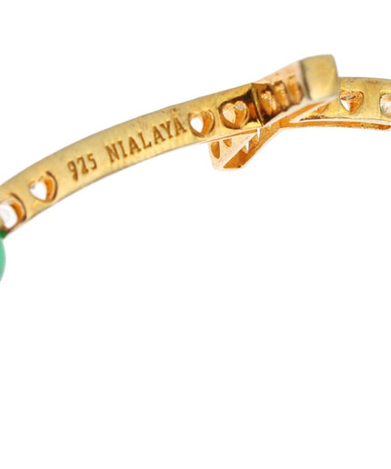 Nialaya Elegant Green Jade Bead & Gold Plated Bracelet