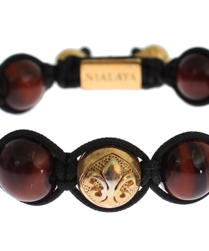 Nialaya Radiant Red Tiger Eye & CZ Gold Bracelet