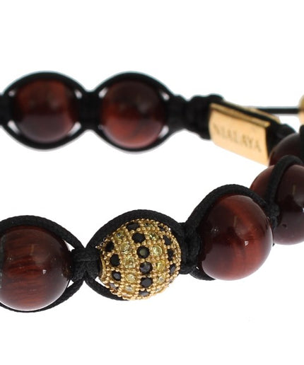 Nialaya Radiant Red Tiger Eye & CZ Gold Bracelet