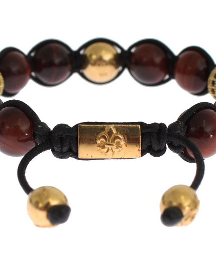 Nialaya Radiant Red Tiger Eye & CZ Gold Bracelet