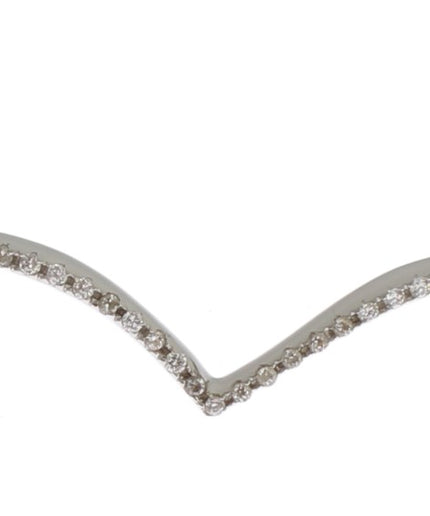 Nialaya Elegant Silver Bangle Cuff with Clear CZ Accents